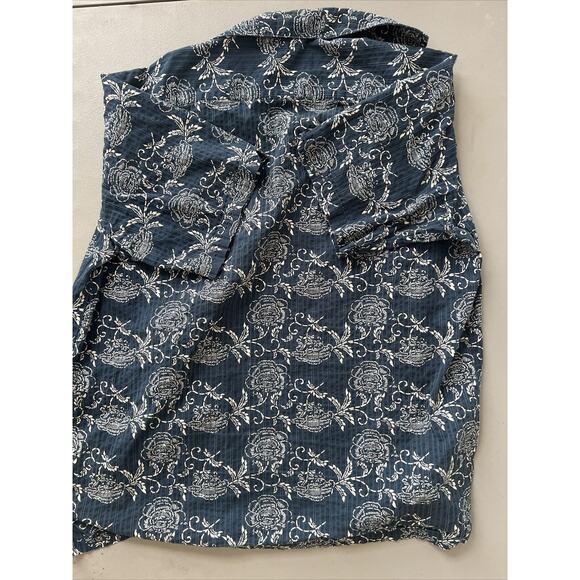 Columbia Shirt Adult XL Blue Button Up Floral Print Short Sleeve - Picture 4 of 4